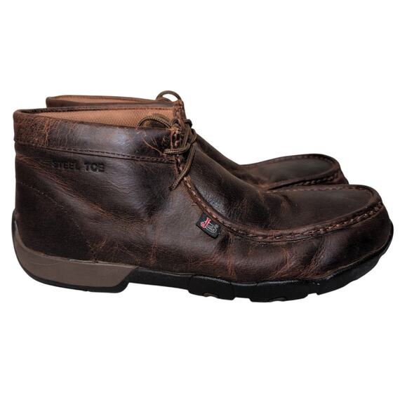 Justin Cappie‎ Work Boots Brown Leather Steel Toe Men Size 13 Moc Toe 235 Safety